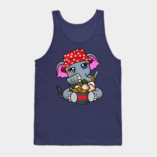 Elephant Eating Ramen Noodles Tank Top